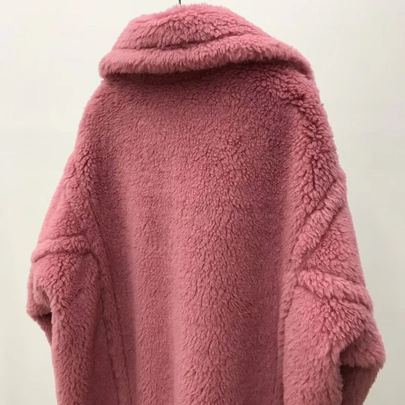 Long women's coat from M max, the same style as Song Xi and Liu Tao's teddy pink wool alpaca fur coat