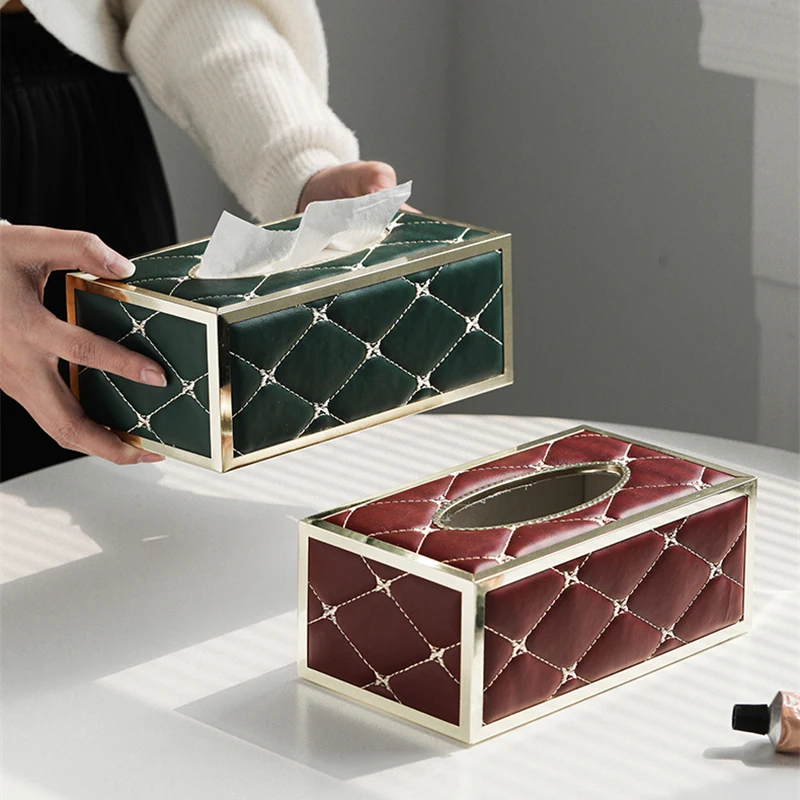 

Leather Tissue Case Home Living Room Coffee Table Paper Storage Box Dining Table Napkin Box Home Decoration Luxury Ornaments