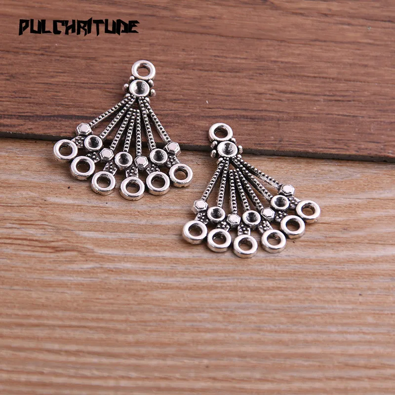 PULCHRITUDE 16pcs 25*27mm Two Color Zinc Alloy Vintage Pendant Charm Jewelry DIY Hollow Circle Connector Pendant Necklace