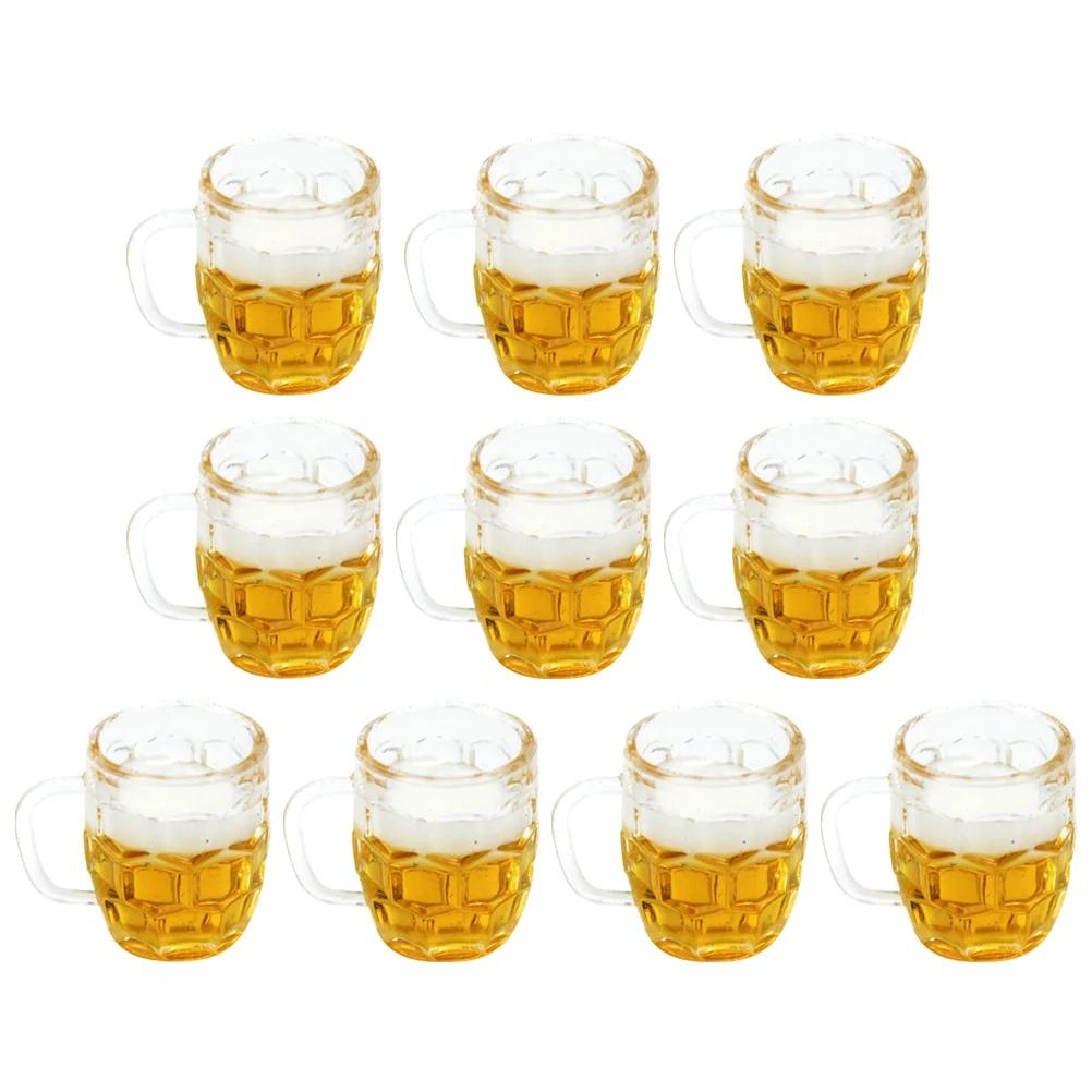 10 Pcs Simulation Beer Mini House Decorations Children Miniature Mugs Butter Prop Resin Scene Adorns Tiny Photo Props