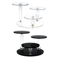 Round Acrylic Products Display Riser Stand 3 Tier Mini Display Riser Stand for Mini Figurines Dessert Bracelets Watches Jewelry