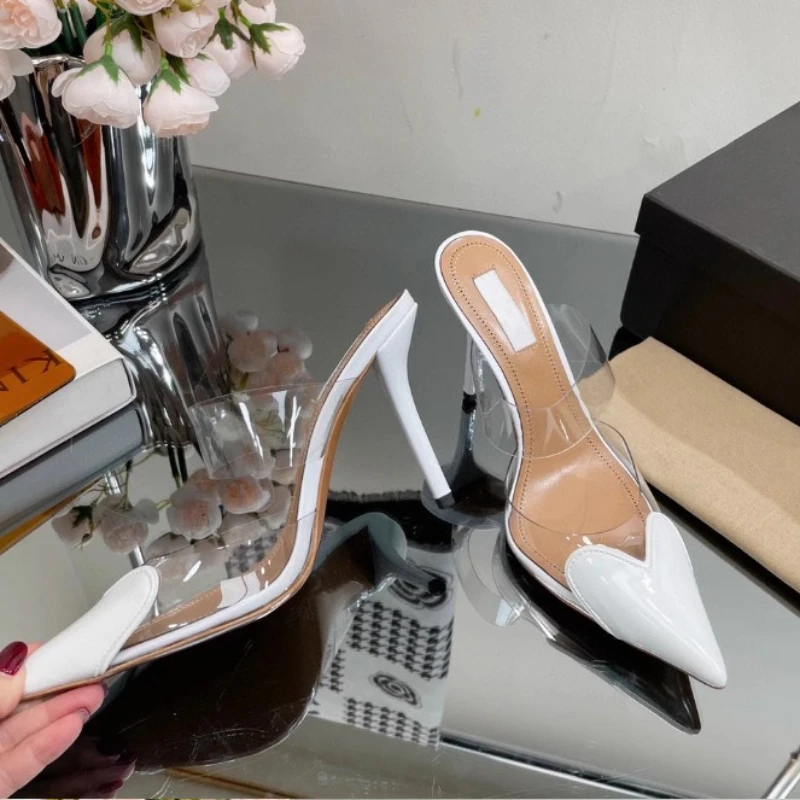

Прозрачные весенне-летние новые туфли на высоком каблуке в тон, легкая женская обувь с острым носком и сумкой на высоком каблуке