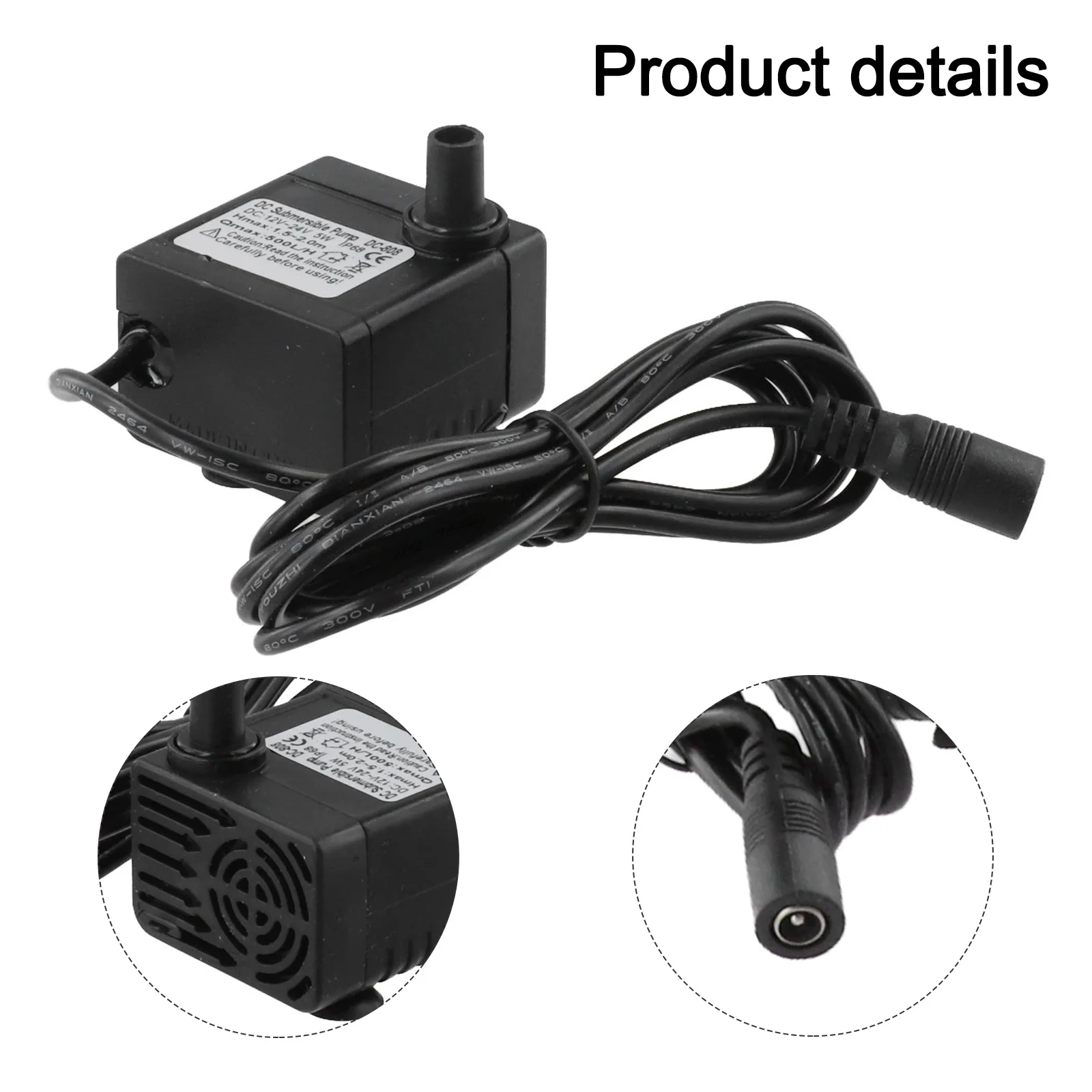 

1 шт., 5 Вт, ультра-тихий мини-бесщеточный погружной водяной насос постоянного тока, DC-808, 24 В постоянного тока, аксессуары для водяного насоса