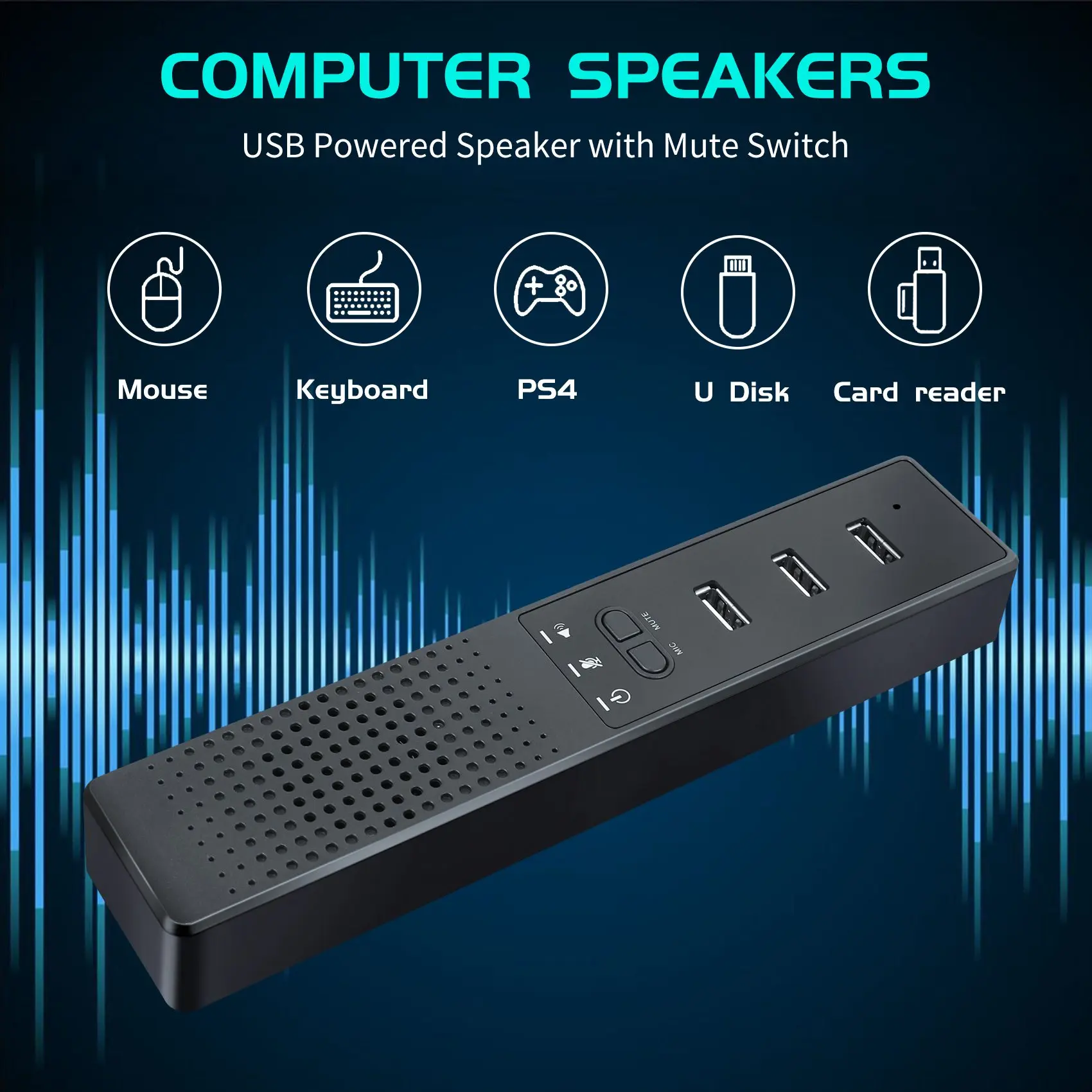 A53M-3 In 1 Computer Speakers With Microphone & Hubs USB Conference Speaker, PC Mic For Video Conference