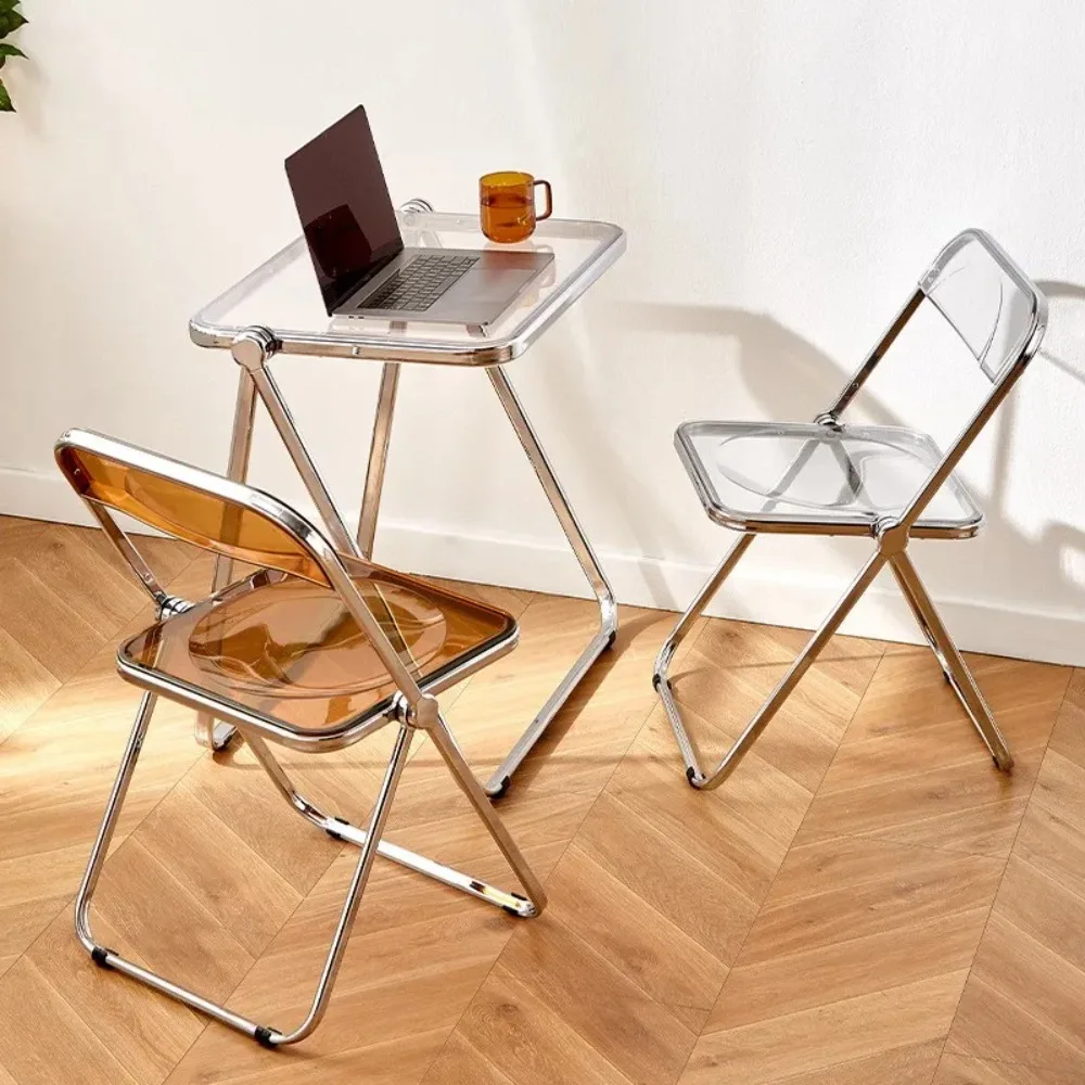 Acrylic Table Chair Portable Office Study Desk Household Desk Chairs Combination Household Furniture Folding Table And Chair Set