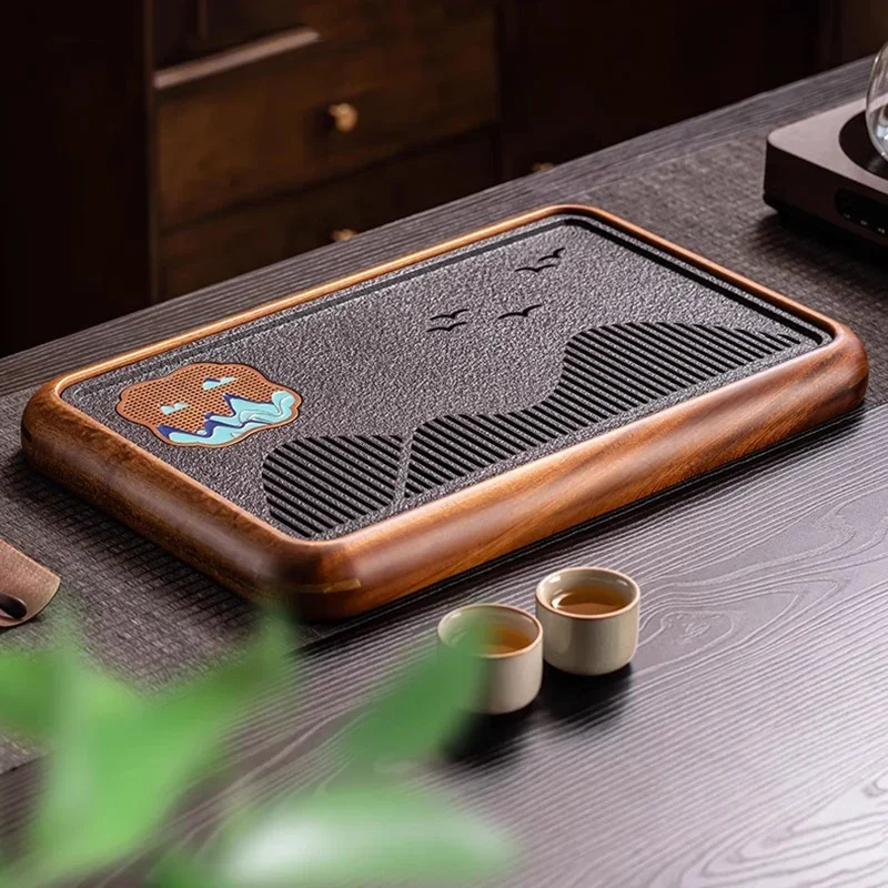 Chinese Wooden Tea Tray Pot Fruit Office Desk Ceremony Coasters Smoking Kung Fu Tea Tray Hospitality Bandejas Home Decorationgs