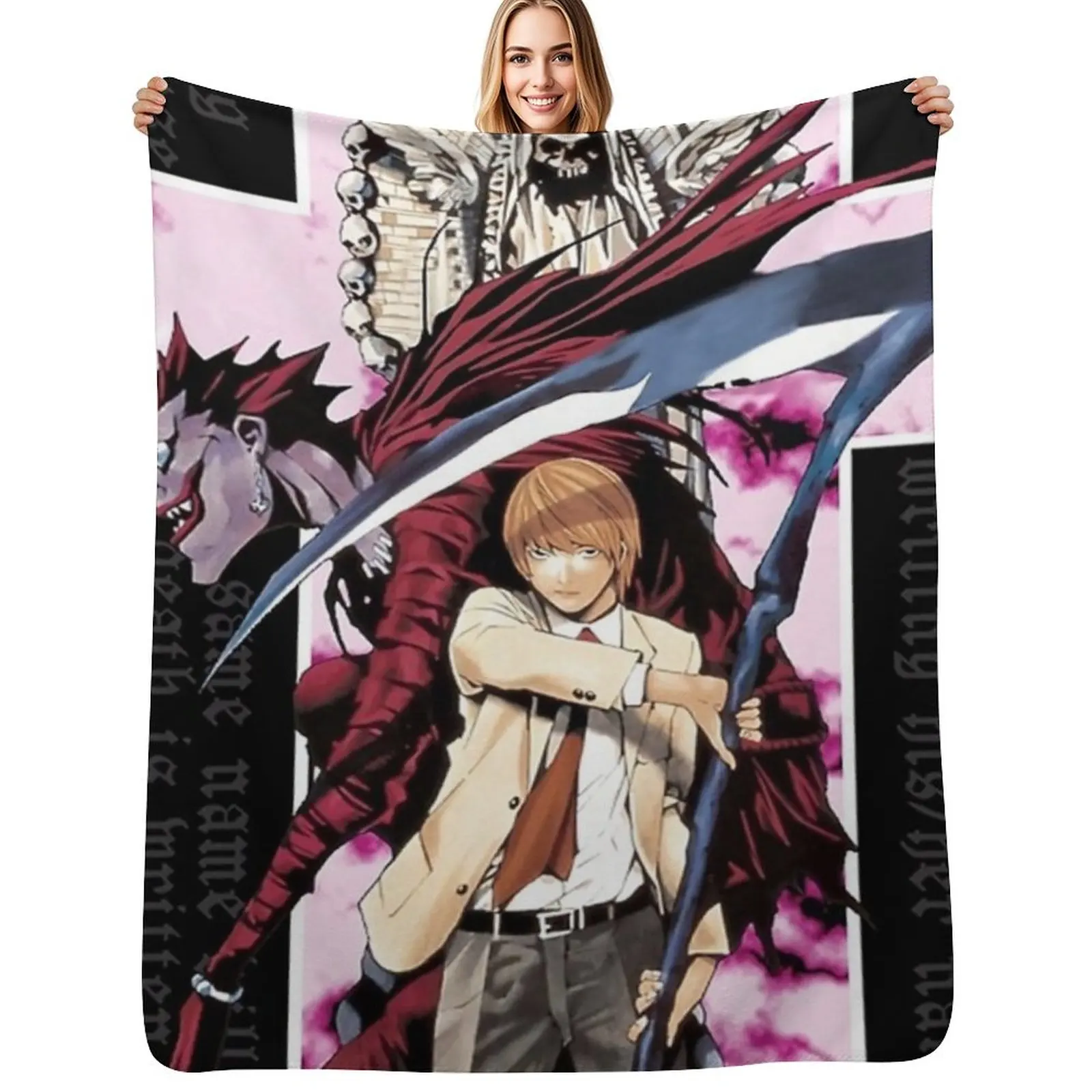 

Kira's With Deadly Note Throw Blanket for sofa Flannel Weighted anime Blankets