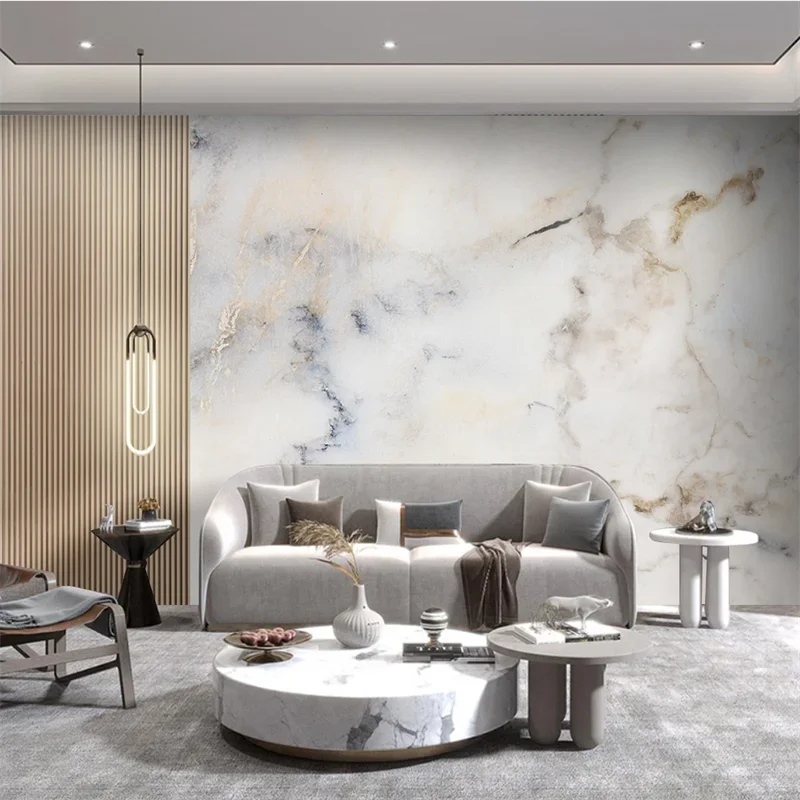 Custom wallpaper 3d mural abstract atmosphere beige light elegant TV background wall luxury gold landscape marble stone pattern