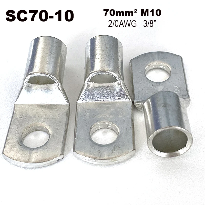 10pcs Bolt Hole Tinned Copper Cable lugs Battery Terminals set Wire terminals connector 70mm2  2/0AWG SC70-8  SC70-10 SC70-12