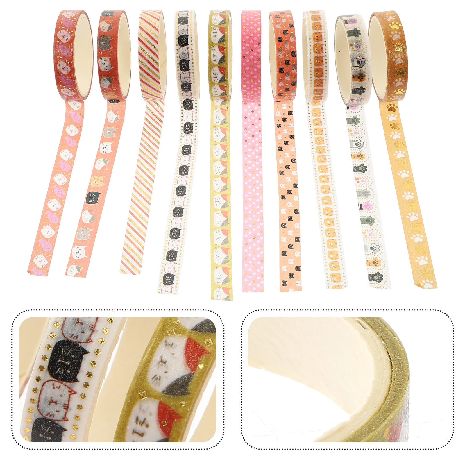 10 Rolls Hot Stamping Washi Tape Gift Wrapping Multi-purpose Pet Scrapbook Decor Japanese Paper Crafts