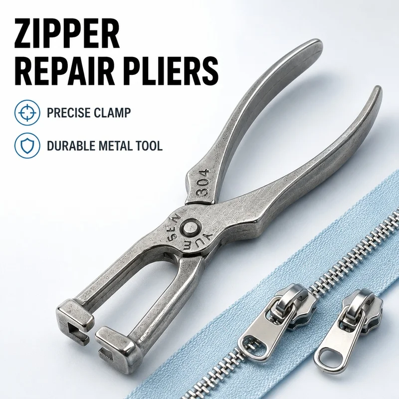 

1Pc 304 Stainless Steel Zipper Installation Pliers Press Tool for Zip Stop Key Fob Hardware Shoes Clothes DIY Sewing Repair Kit