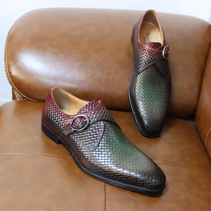 

New Fashion Men's Casual Genuine Slip-on Shoe Woven Mixed Color High-end Leather Suede British Leather Shoes Men Loafers Oxford