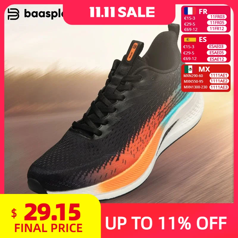 

Baasploa/мужская спортивная обувь для бега, профессиональные амортизирующие кроссовки из углеродистой пластины, мужские уличные дышащие нескользящие кроссовки