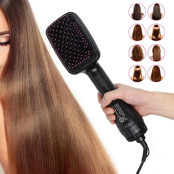 Image Hair Styling Comb, 1000W 2-in-1 Portable Hot Air Hair Dryer Comb Wet Dry Dual Use Hairdressing Tools EU Plug 220V