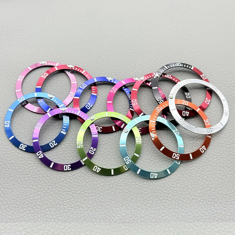 38mm*30.6mm Curved Aluminium Bezel Insert Fits SKX007/009 SRPD GMT SUB Watch Case NH35 NH36 Movement Men Watch Ring Refit Parts