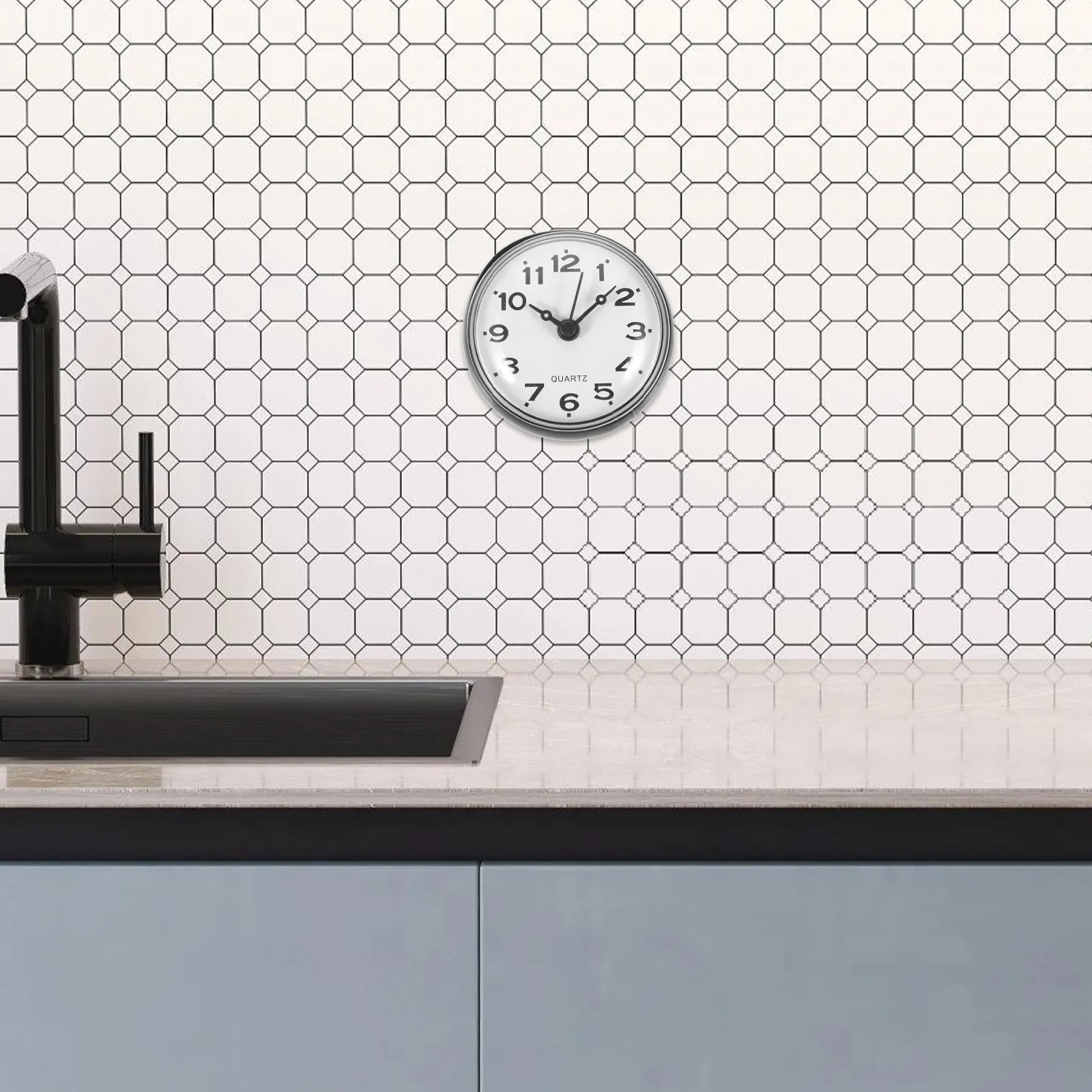 Small Wall Clock Waterproof Bathroom Clock with Suction Cup for Shower Or Kitchen Space Saving Elegant Design Wall Ornament view 5