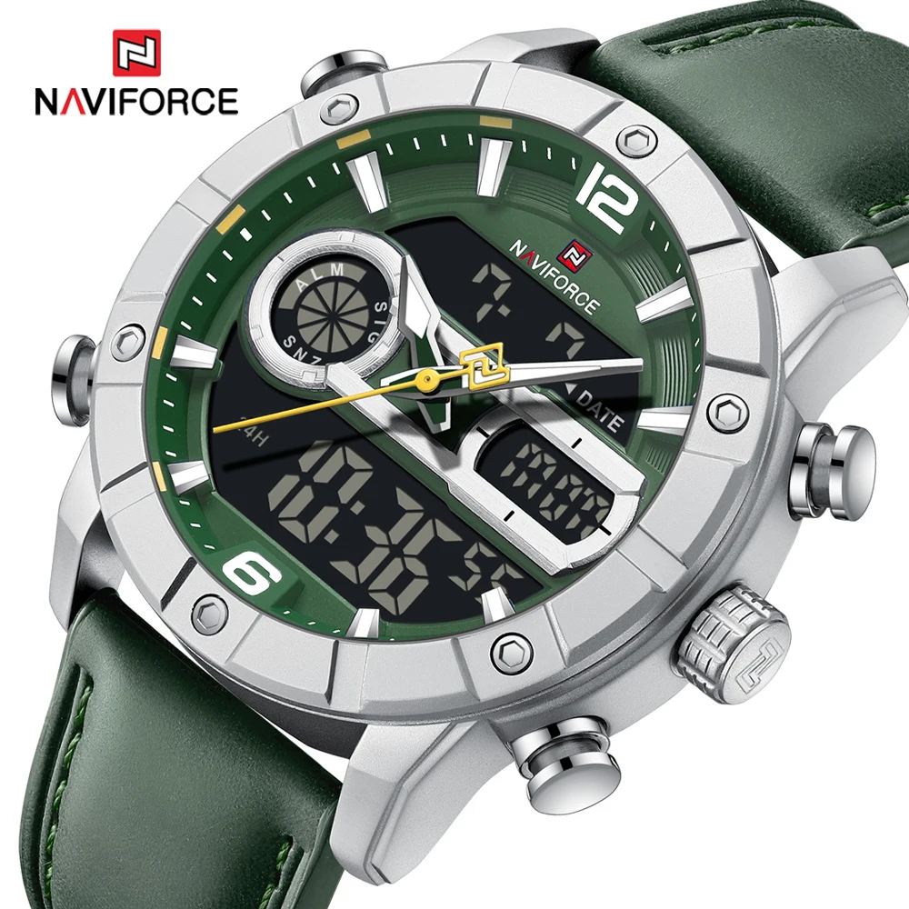 

NAVIFORCE Роскошные военные часы для мужчин Оригинальные спортивные часы ​ Хронограф Кварцевые Часы Модные Мужские Цифровые Наручные Часы