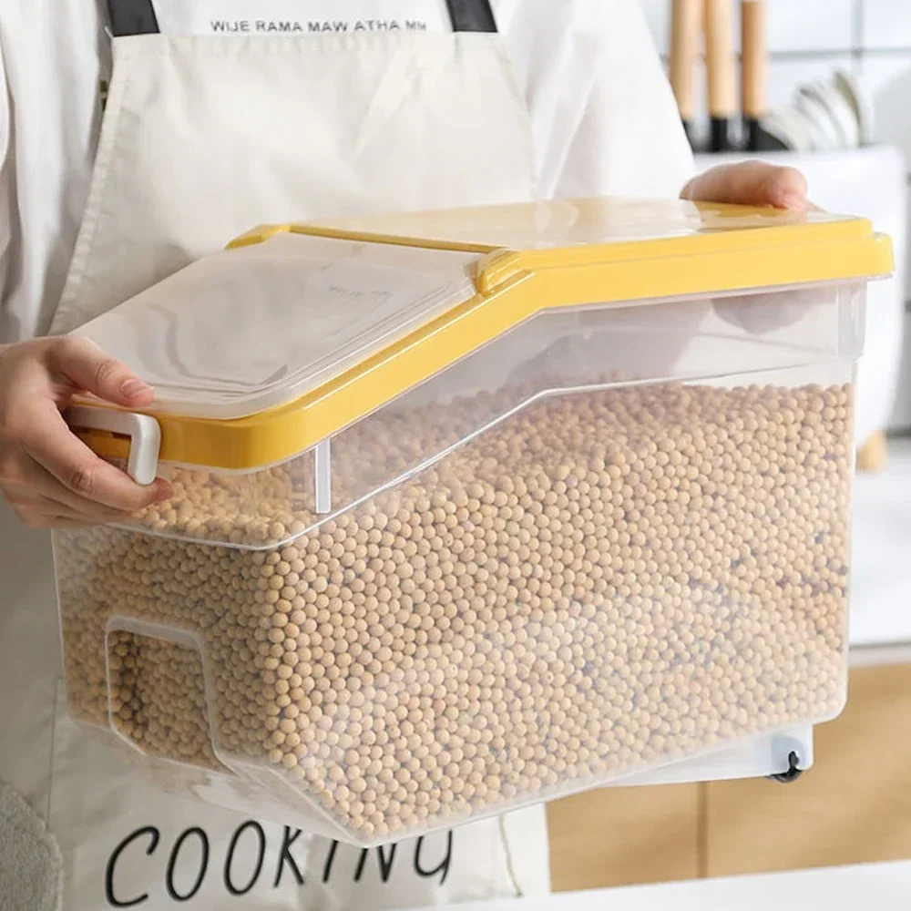 10KG Kitchen Storage Container Set Rice Dispenser with Lid Cereal Storage Bins Cereal Bucket Kitchen Food Storage Container