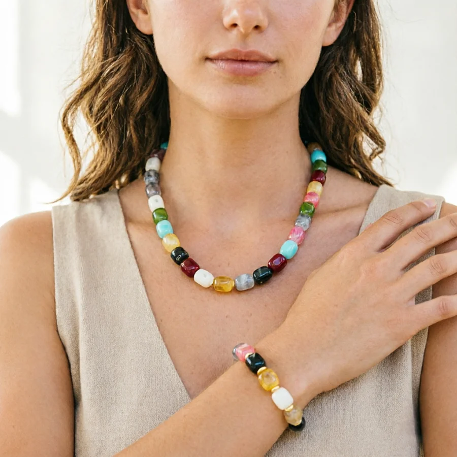 Fashion Acrylic Beads Necklace For Women Temperament Irregular Acrylic Geometrics Necklace Vacation Party Accessory Jewelry