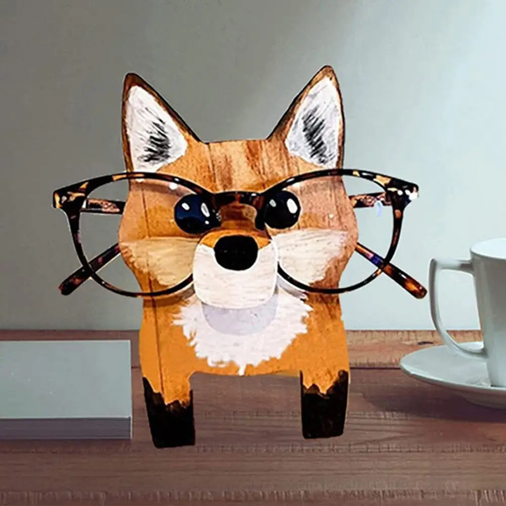 Desktop Glasses Rack Wooden Glasses Holder Handmade Wooden Glasses Holder Carved Fox Cat Sloth Penguin Phone Eyeglass Sunglasses