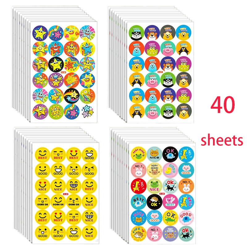 960pcs Motivational Stickers Animal Stars Face Reward Teacher Stickers for Kids Inspirational School Potty Training Sticker Gift