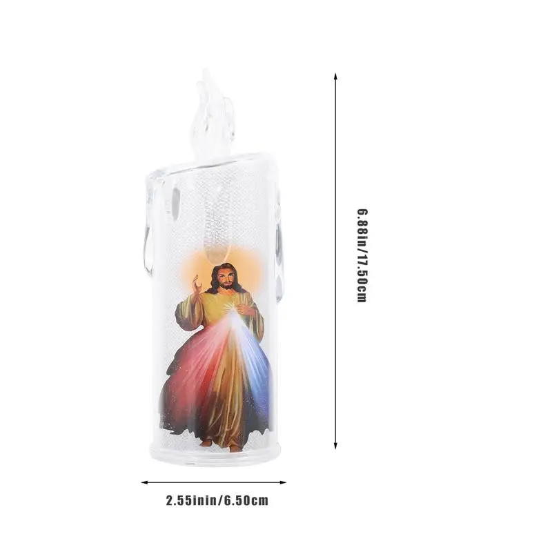 4pcs Jesus Catholic Christian Religious Ceremony Virgin Electronic Flameless LED Religious Candless Light Decoration