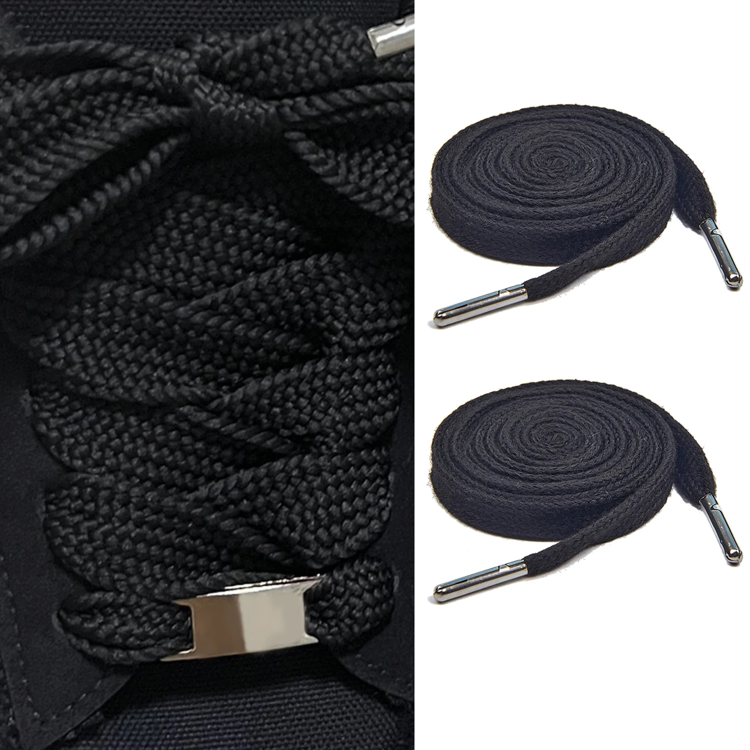 

1Pair 2.2cm Wider Black Laces for Shoes New Casual Sneakers Flat Shoelaces Fashion Rope Shoelace 100/120/140CM Shoes Accessories