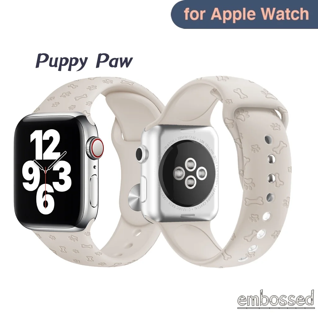Mới Dễ Thương Con Chó Con Paw Kẻ Thù Dây Đeo Apple Watch IWatch Series 7/SE/5/ 6 Dây Dành Cho IWatch 7 Viền Nổi Dây Đeo Silicone Dành Cho Iwatch