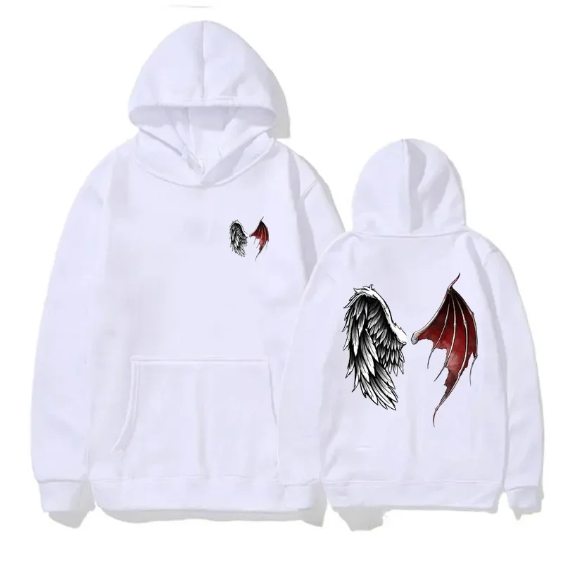 Lucifer Wings Pullover Hoodie Devil Angel Wings Heaven and Hell Gift Idea on Women Hooded Fleece Pullover Sport Sweatshirt