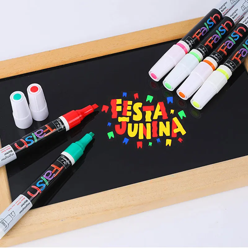 8/12Pcs Liquid Chalk Marker Pens Erasable Multi Colored Highlighters LED Writing Board Glass Window Art Marker Pens