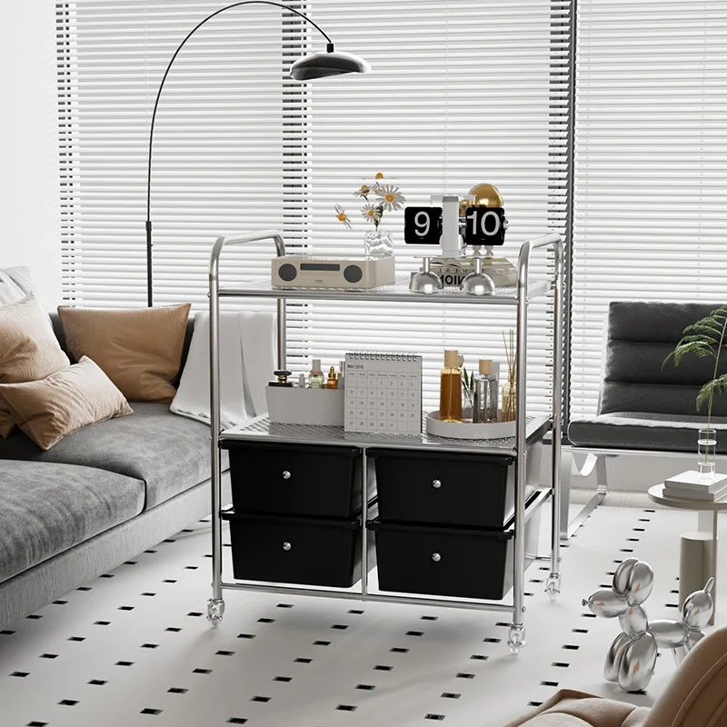 Rolling Storage Cart with 4 Drawers 2 Shelves Plastic Trolley on Wheels for Home Office School Beauty Salon