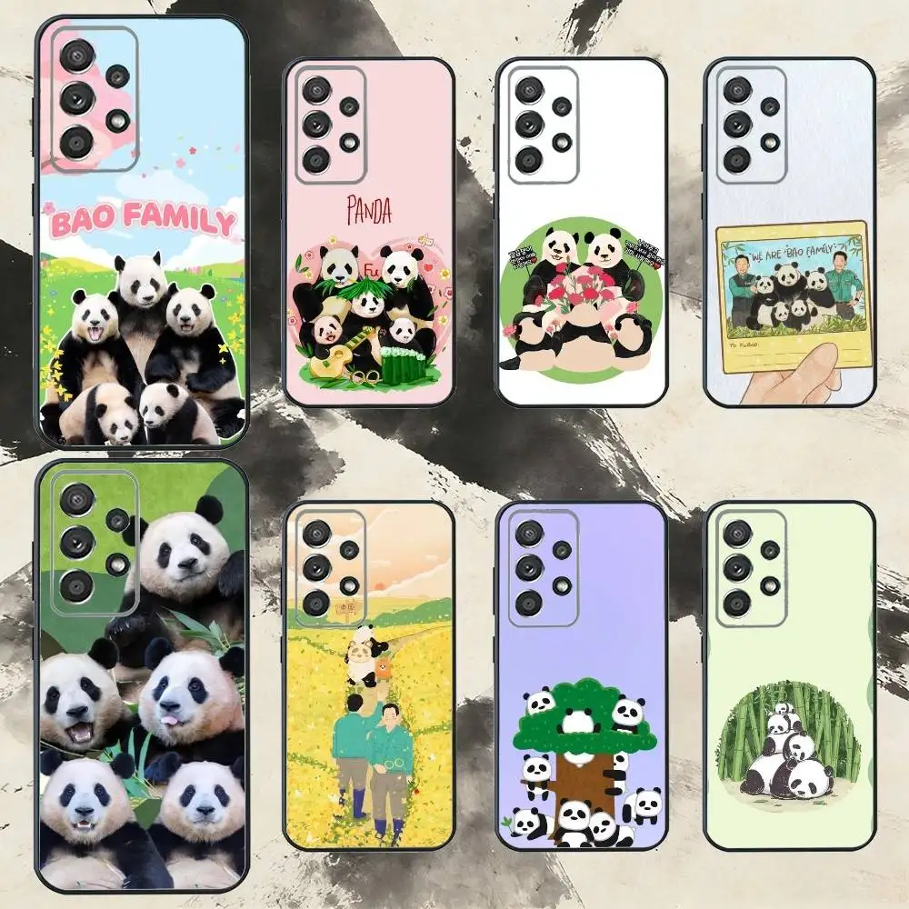 

F-Fubao F-Family Cute Panda Phone Case For Samsung S25,S24,S21,S22,S23,S30,Ultra,S20,Plus,Fe,Note,10,9,5G Black Cover