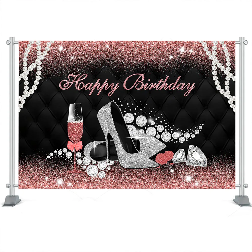 Mocsicka-Fondo de fotografía para fiesta de cumpleaños de mujer, telón de fondo de tacón alto para niña, decoración de pastel, brillo, diamante, teléfono, estudio fotográfico