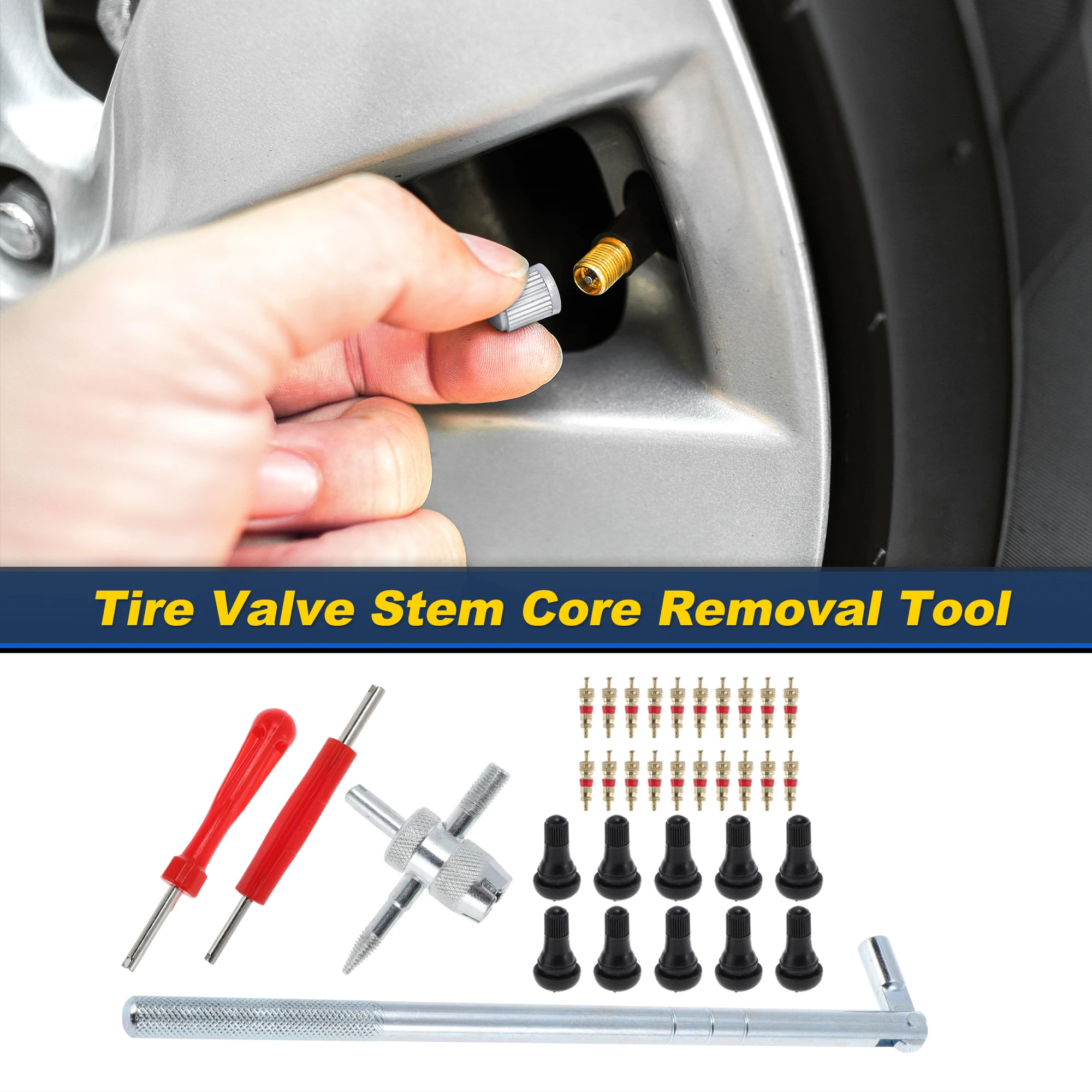 Motoforti Tire Valve Stem Puller Set Silver Puller Multi-function Wrench 1 Set