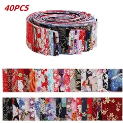 40Pcs Japanese Jelly Roll Strips Fabric Cotton Quilting Material Craft Fabric Bundle Patchwork Sewing Dolls Bag Needlework Cloth