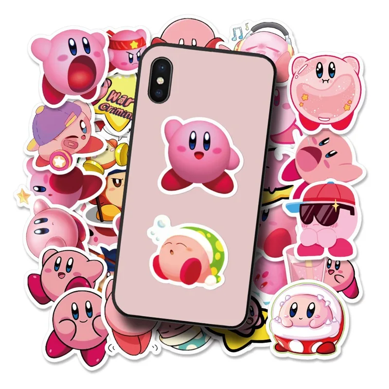 64pcs Star Kirby Sticker Cartoon Anime Water Cup Hand Account Material Cute Mobile Phone Shell Sticker