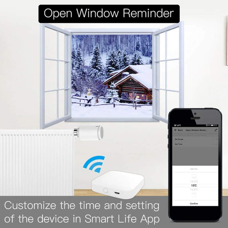 Tuya ZigBee TRV Smart Thermostat Radiator Actuator Valve Programmable Controller Temperature Sensor for Smart Life Alexa Google