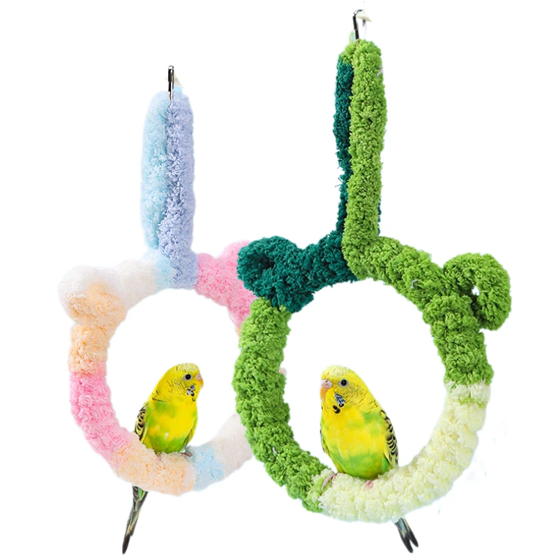 

Warm Bird Plush Swing Colorful Hanging Perch Climbing Toy for Parrots Budgie Parakeet Cockatiel Cockatoo Conure