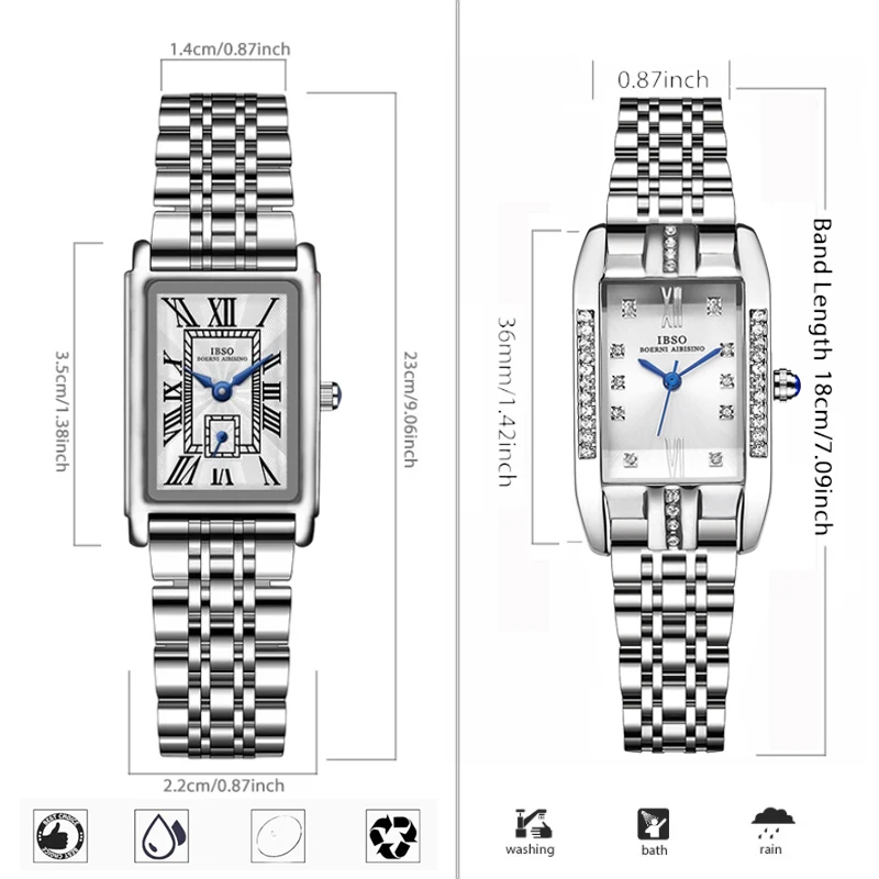 Original Brand Rectangular Women Watches Small Dial Steel Waterproof Elegant Hand Clock Female Gift Luxury Ladies Wristwatches