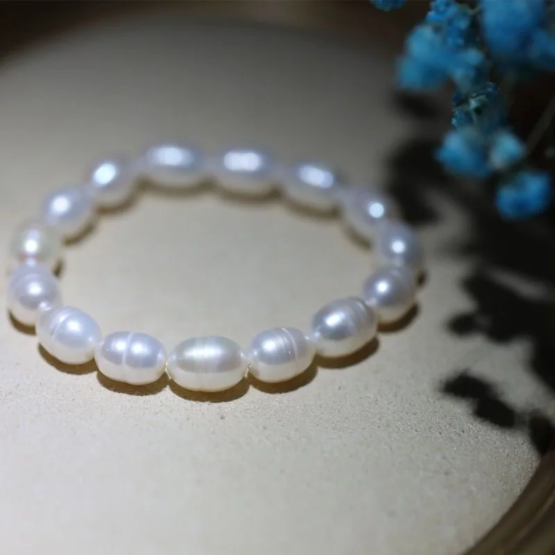 

Freshwater Pearl Bracelet Elastic Cord Charm Bracelet For Women Jewelry Growth Pattern Gift