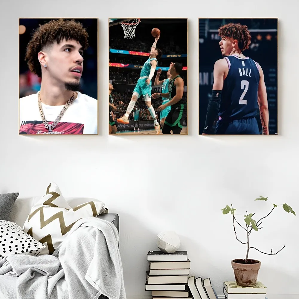 1PC Lamelo Ball Poster autoadesivo Art adesivo di carta impermeabile Coffee House Bar Room Wall Decor