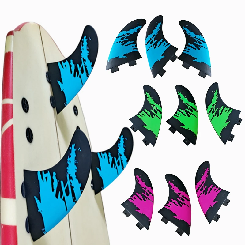 

UPSURF FCS Fins M Thruster Surfboard Fins Fiberglass Double Tabs Surf Fins Quilhas Surfing G5 Tri Fins Set For Fish,Shortboard