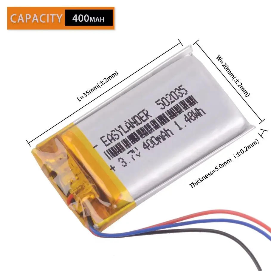 3 Lines 3.7V 302035 402035 502035 602035 702035 802035 902035 102035 Rechargeable Lithium Li-ion Polymer Battery