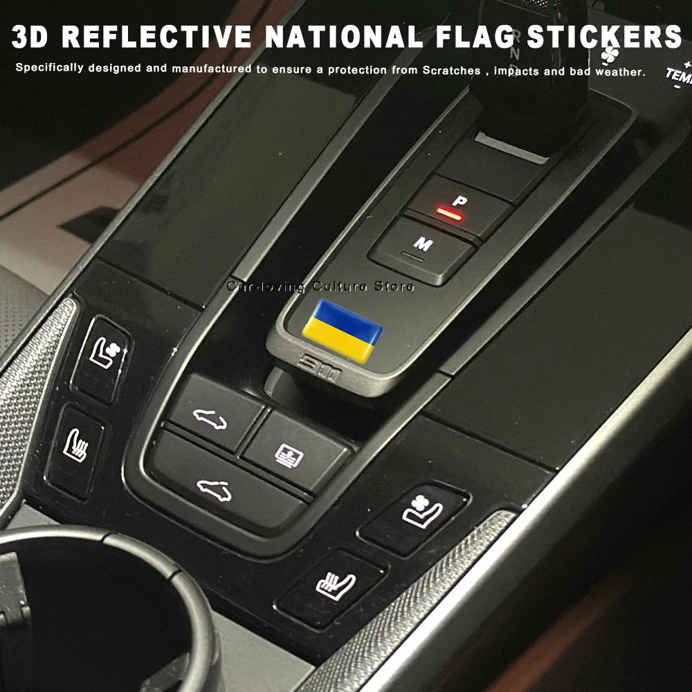 

For Motorcycle Accessories, Car Stickers For Ukraine, UK, India, Italy 3D Reflective National Flag Stickers