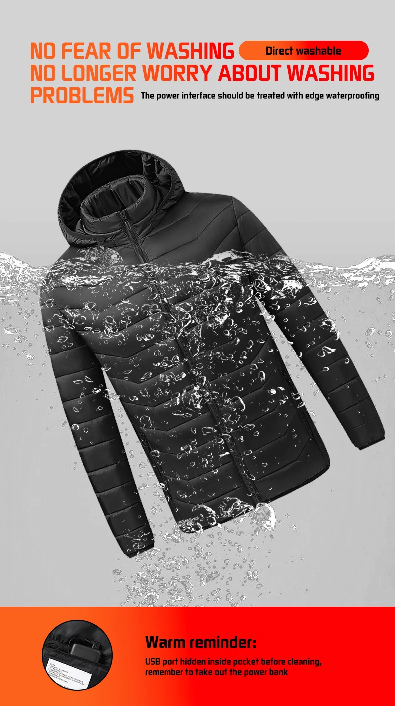 Beheizte Jacke 26 Zonen Winter Herren Damen Motorradjacke USB Elektrische Heizjacke Beheizte Weste Moto Thermotuch – Detail 8