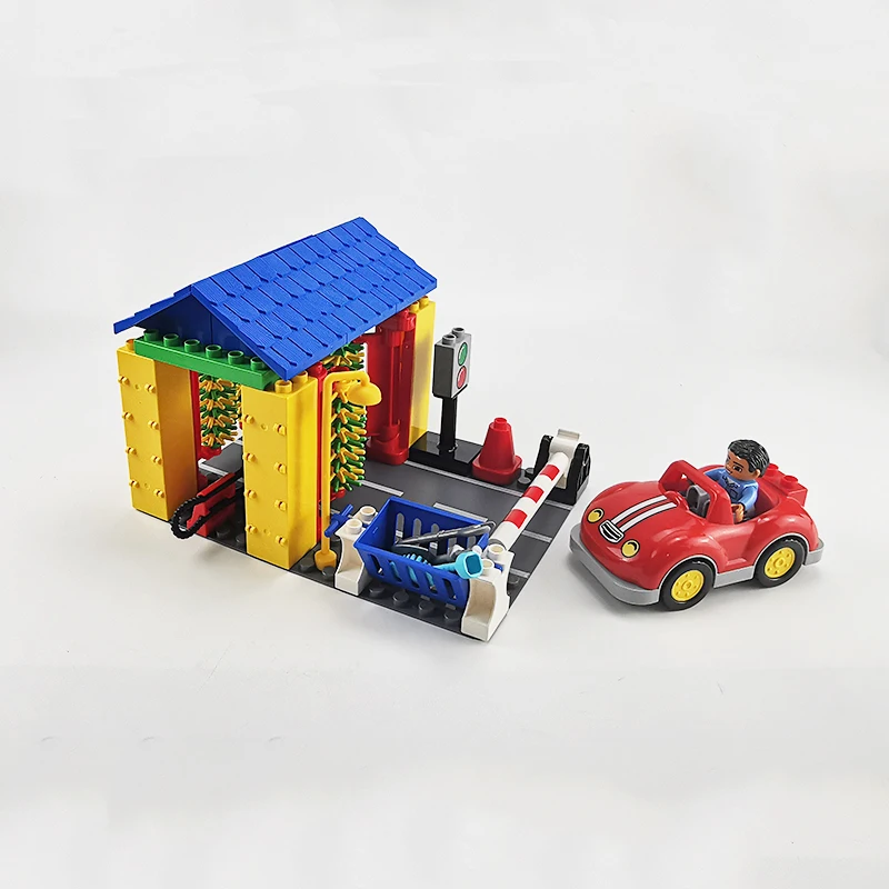 Big Building Blocks Moc Fun Car Wash Shop Large Bricks Roller City Accessories Educational Assembly Block Toys for Children Gift