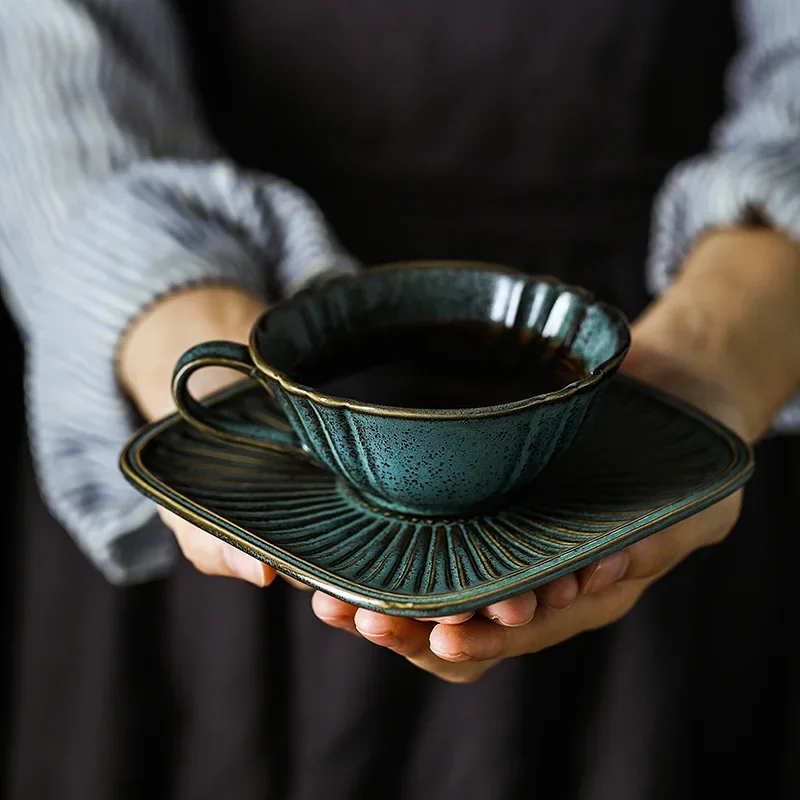 LingAo-Creative Vintage Set, Coffee Cup, Dinner Plate, Salad Bowl, Soup Bowl Cutlery