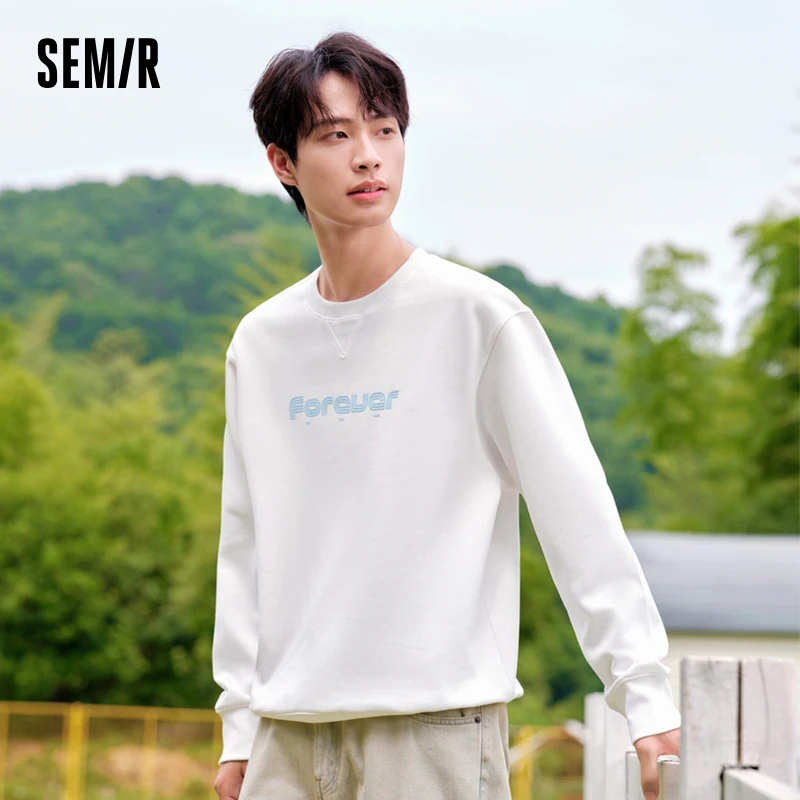 Semir Sweater Men 2024 Autumn Fashion Letter Printed Tops Sport Style Off Shoulder Casual Pullover