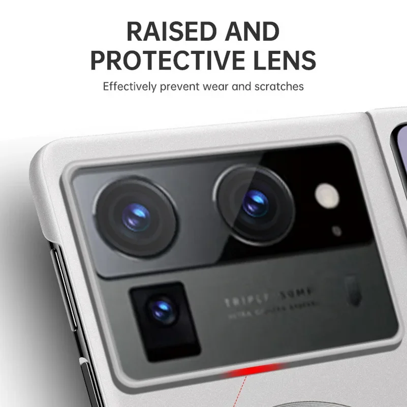 For Tecno Phantom VFold2 Ultra Thin Matte Metallic Paint for Magsafe Case for Tecno Phantom V Fold 2 Wireless Charging PC Cover