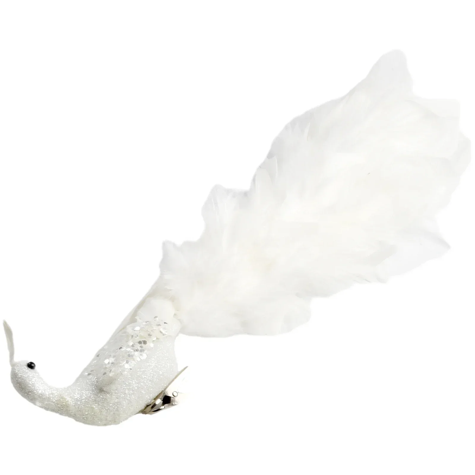 Adorno de pavo real blanco Artificial, colgante para árbol de Navidad, simulación de plumas de pájaros, decoraciones para el hogar y la boda